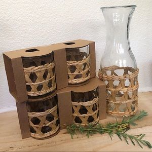 Wicker Drinkware Glass Set